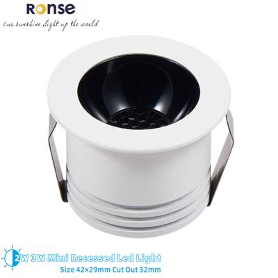 China Office Ceiling Recessed Minimalist RONSE Hotel Mini 2w 3w Showcase Led Downlights Round Gold Black Silver White Led Lights for sale