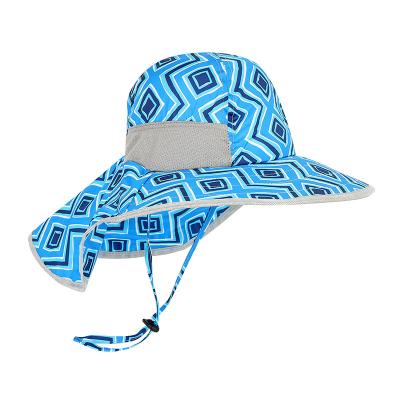 China Big Picture Kids Sun Hat Sunscreen Hat Quick Dry Breathable Brim Customized Logo Factory Lower MOQ OEM Bucket Fisherman Kids Hat for sale