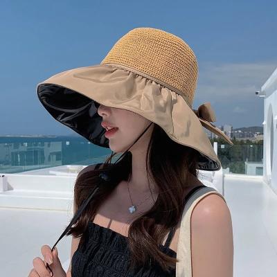 China Large Picture Vinyl Beach Sun Hat Women's Summer Straw Hat UV Rain Caps Face Sunscreen Fisherman Hat Factory Low MOQ ODM Outdoor Sport Summer for sale