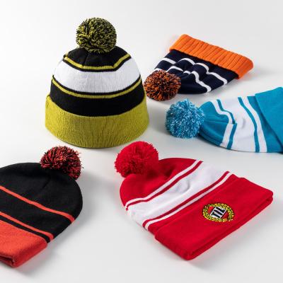 China Custom picture pom-pom club knitted lower unisex child winter hat acrylic logo OEM factory custom adult winter MOQ ODM for sale