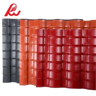 China Traditional Fire Resistant Spanish Good Rating ASA Coated Synthetic Resin Tiles For House Roof for sale