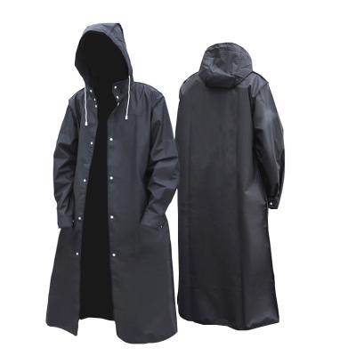 China Custom Made Black Raincoat Men Women Hooded Long Raincoat Bachelor Rainwear Fashion Style Rain Coat Jacket for sale