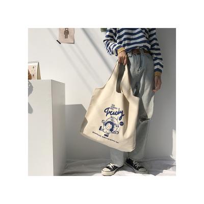 China Reusable Handled Korean Style Shopping Bag Canvas Shopping Tote Bag Cotton Canvas Custom Print String for sale