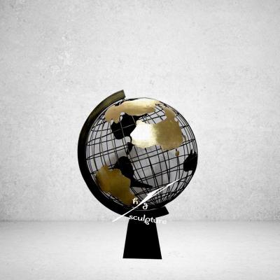 China Contemporary Indoor Europe Globe Sculpture Art Decoration Polished Stainless Steel for sale