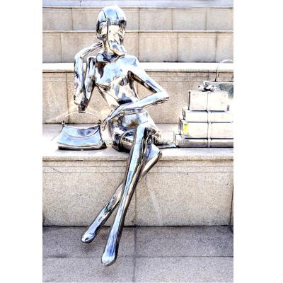 China Modern Lady Woman Sculpture Art Statue Art Stainless Steel Metal Decoration Sculpture from Europe for sale