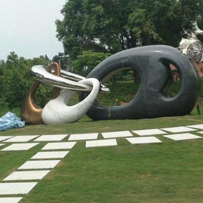 China Large Modern Geometric Outdoor Lawn Decoration Sculpture China Stainless Steel Figurine for sale