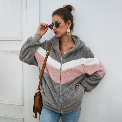 China 2020 winter work hoodies sweatshirts anti-shrink streetwear women striped clothing hoodie ladies for sale