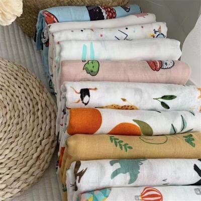 China Customized logo 120cm*120cm bamboo cotton muslin baby swdaale eco friendly anti-static blanket for sale