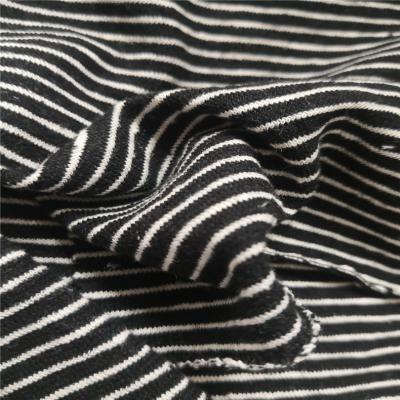 China Sustainable 55%hemp 45%Organic Cotton Yarn Dyed Black/White Stripe Tank Top For Fashion T Shirt for sale