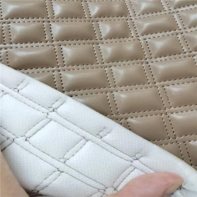 China Waterproof Factory Customized Lychee Grain Embroidered Nonwoven Leatherette For Car Floor Mat And Car Seat Cover Fabric for sale