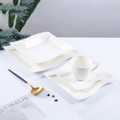 China Viable Hotel White Restaurant Porcelain Dinnerware Set Factory Supply Factory Supply CANHUI Square Dinnerware Ceramic Serving Set for sale