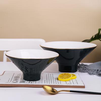 China Viable Manufacturer CANHUI China Dark Bule Porcelain Round Ceramic Bowl Noodle Soup Ramen Bowl for sale