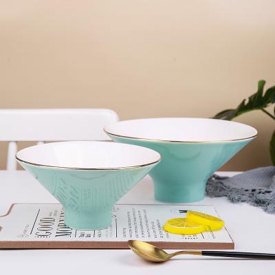 China CANHUI China Sustainable Factory Ceramic Ramen Noodle Bowl Set Color Glazed Porcelain Bowl for sale