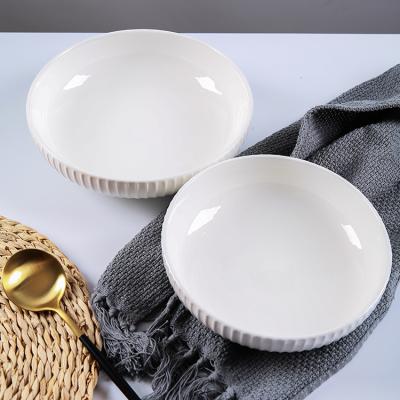 China Modern Design Sustainable White Ceramic Bowl Large Ceramic Serving Bowl for sale