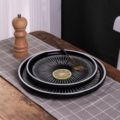 China Wholesale Black Matte Dinner Plates CANHUI Restaurant Round Porcelain Serving Dish Ceramic Hotel Tableware Sustainable Tableware for sale