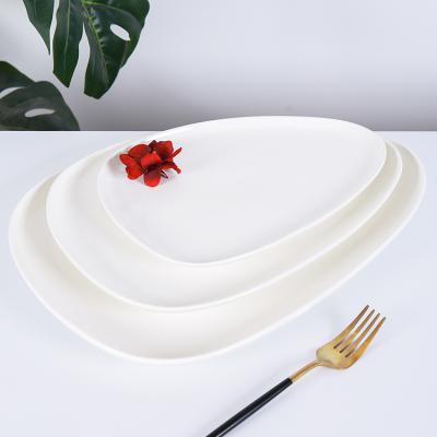 China CANHUI Sustainable Tableware Ceramic Dinnerware Serving Oval Dish Plain White Porcelain Dinner Wedding Ceramic Dishes For Restaurants for sale