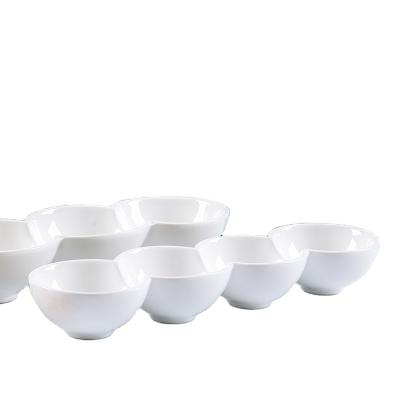 China CANHUI Sustainable Dessert Porcelain Serving Divided Section Bowls Set Plates White Fruit Snacks Ceramic Bowl For Home for sale