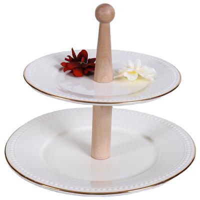 China High Quality Viable White Wedding Dinner Plate Porcelain Ceramic Cake Dishes With Stand for sale