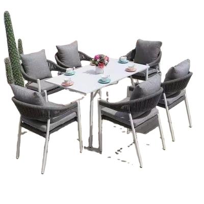 China UV Resistance Outdoor Table Set Aluminum Patio Outdoor Garden Dining Set Furniture for sale