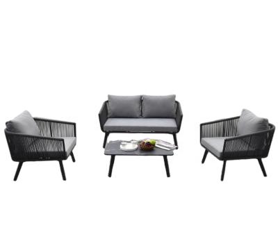 China Contemporary Rope Woven Leisure Lounge Sofa Set Outdoor Garden Furniture for sale