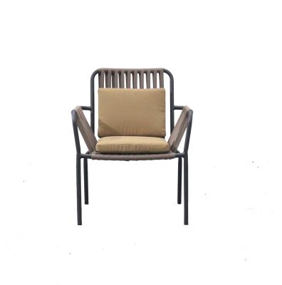 China New Design Stackable Aluminum Frame Rope Woven Deep Seating Outdoor Dining Garden Chair for sale