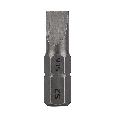 China SGS Source Factory 6.35mm Strong Magnetic Material S2 25mm Single Head Slotted Industrial Screwdriver Bit for sale