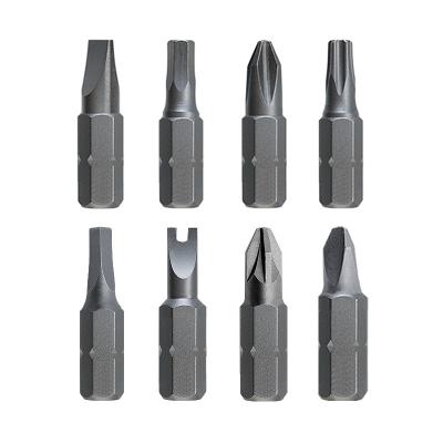 China GV Source Factory 6.35mm S2 Hardware 25mm Strong Magnetic Single Head Industrial Phillips Slotted Pozi Hex Torx Screwdriver Bit for sale