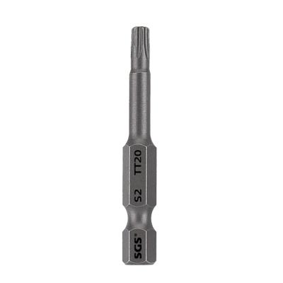 China S2 Material S2 50mm -80mm Strong Magnetic Source Factory 6.35mm Strong Magnetic Sandblasting Single Head Torx Industrial Screwdriver Bit for sale