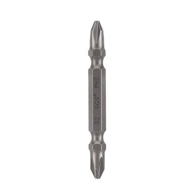 China S2 Material S2 50mm -400mm Strong Magnetic Source Factory 6.35mm Strong Magnetic Sandblasting Double Head Ph2 Industrial Screwdriver Bit for sale