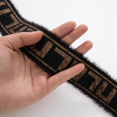 China Down Viable Leather Wool Jacquard Fur Strap Elastic Band Strap Band for Dog Collar Leash for sale