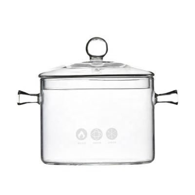 China Kitchen Sustainable 1000ml Large Size Transparent Clear Pyrex Glass Cooking Pot for sale