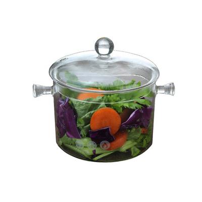 China Sustainable High Temperature Resistant 1000ml Glass Cooking Pot With Transparent Double Ears for sale