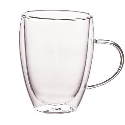 China Viable Custom Logo Double Wall Insulated Borosilicate Glass Coffee Mug Set for sale