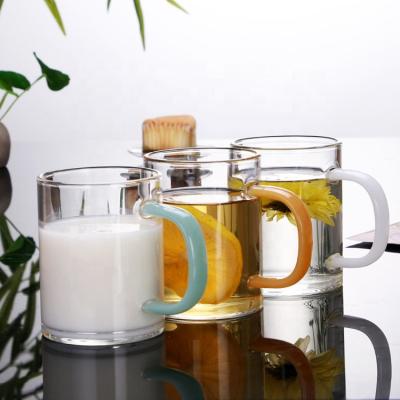 China Sustainable Modern Borosilicate Glass Water Tea Cups Single Wall Coffee Mugs Cup for sale