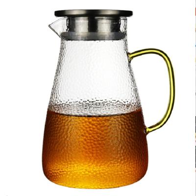 China Viable Wholesale Borosilicate Frosted Glass Water Jug 1.5l with Stainless Steel Strainer Lid for sale