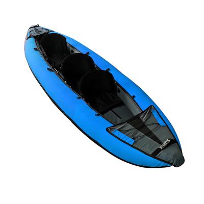 China PVC And Polyester Unisex Blue Folding Inflatable Kayak Boat Kayak 3 Person for sale