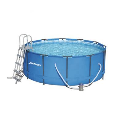 China Above Ground PVC Swimming Pool Custom Metal Steel Frame Plastic Liner Set Intex Metal Frame Inflatable Pool Round for sale