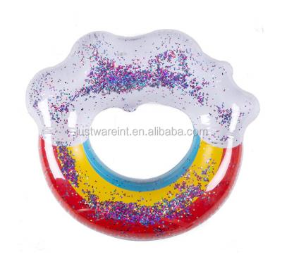 China Pretty PVC Adult Water Swimming Pool Inflatable Rainbow Cloud Pool Swimming Float Ring for sale