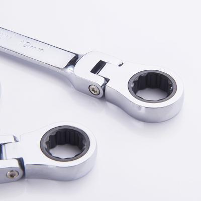 China 180 Degree Carbon Steel OEM Marking High Quality CRV Wrench Flexible Ratcheting Combo Wrench for sale