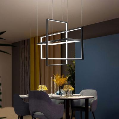 China Modern Rectangular LED Chandelier Living Room Bedroom Nordic Postmodern Simple Art Lamps for sale