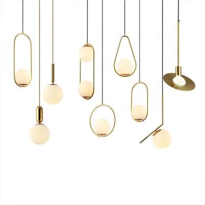 China Industrial Post Modern Cafe Frosted Glass Ball Led Chandelier Light Lamp for sale