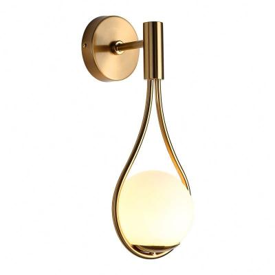 China Modern simple home metal brass finish globe wall sconce wall lamp for bedroom hotel for sale