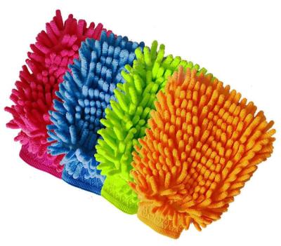 China Eco-friendly Auto Car Wash Glove Microfiber Chenille Noodle Washer Handschuh Cleaning Mitt for sale