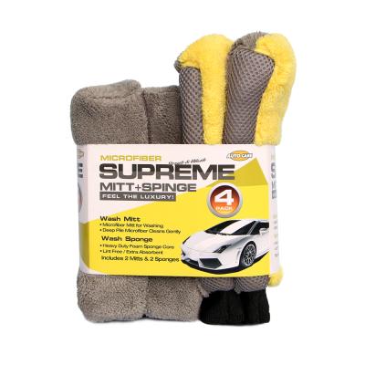 China Eco-friendly Car Microfiber Glove Sponge Applicator Pad Wash Kit Care Cleaning Set for sale