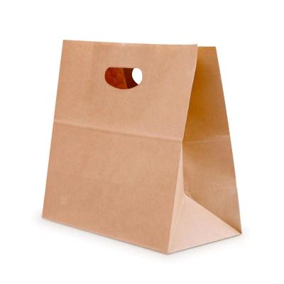 China Brown Shopping Takeout Die Cut Paper Bags Food Grade Bakery Handle Wrapping Paper Biodegradable Food Grade Grocery Shoes Gifts Clothes Wine Wine for sale