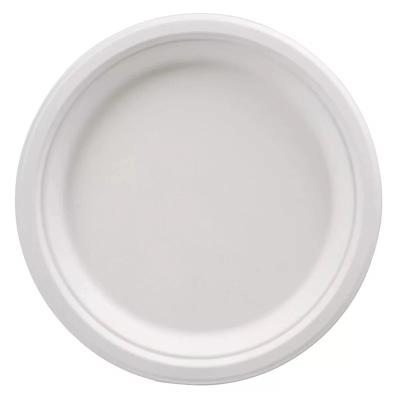 China Minimalist Biodegradable Round Plate Dish Disposable Picnic Party Sugar Cane Bagasse Dish for sale