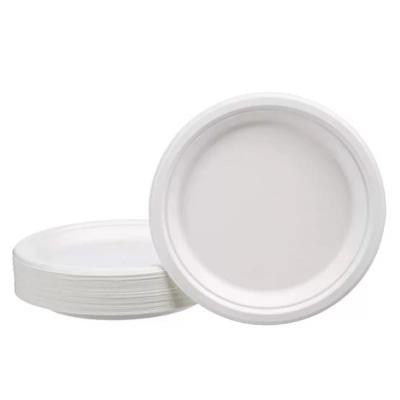 China Minimalist Round Party Dessert Biodegradable Disposable Picnic Plates Sugar Cane Bagasse Dishes for sale