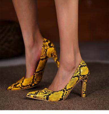 China New Fashion Anti-slippery 5 color women sandals stiletto pumps snake print designer heels famous women brands Lady Sonia high heels for sale