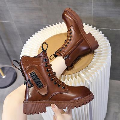 China Brown fashion waterproof zipper-upbreathable and cashmere boots platform woman outdoor shoe for sale