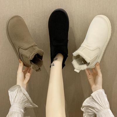 China Around 2021 Newest Luxury Winter Warm Shoes Sheepskin Suede Material Plush Snow Boots Long for sale